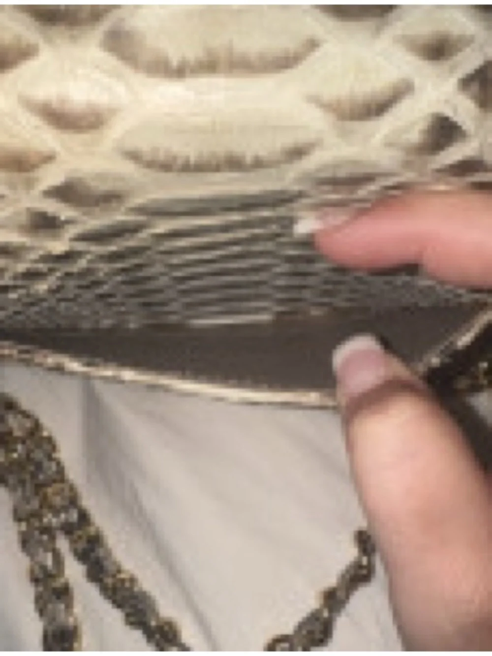 CHANEL Gold-Tone Python-Effect Quilted Shoulder Bag